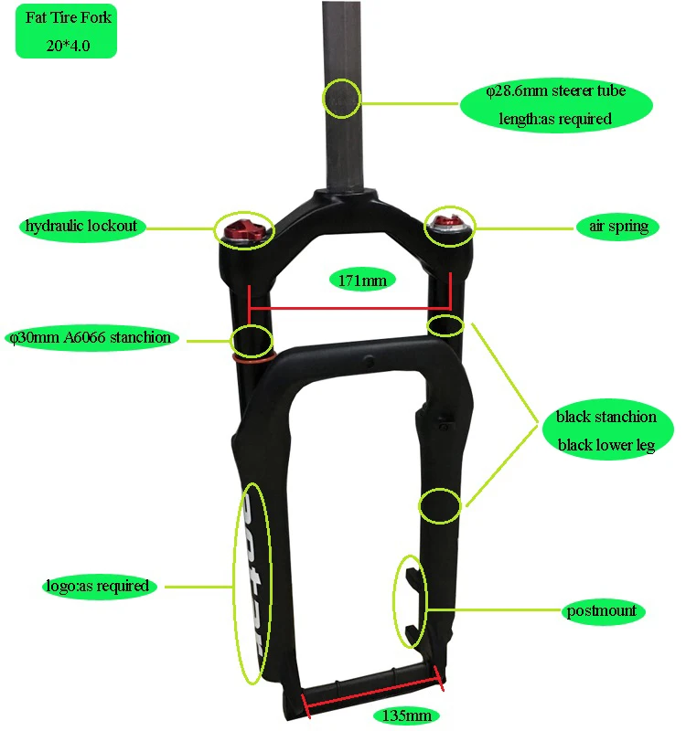 135mm Dropouts Width Suspension Front 20*4.0 Tire Fat Bike Fork Buy