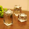 wholesale cheap hand cut crystal table tea light candle holder stand crystal cube candle holders for home decoration