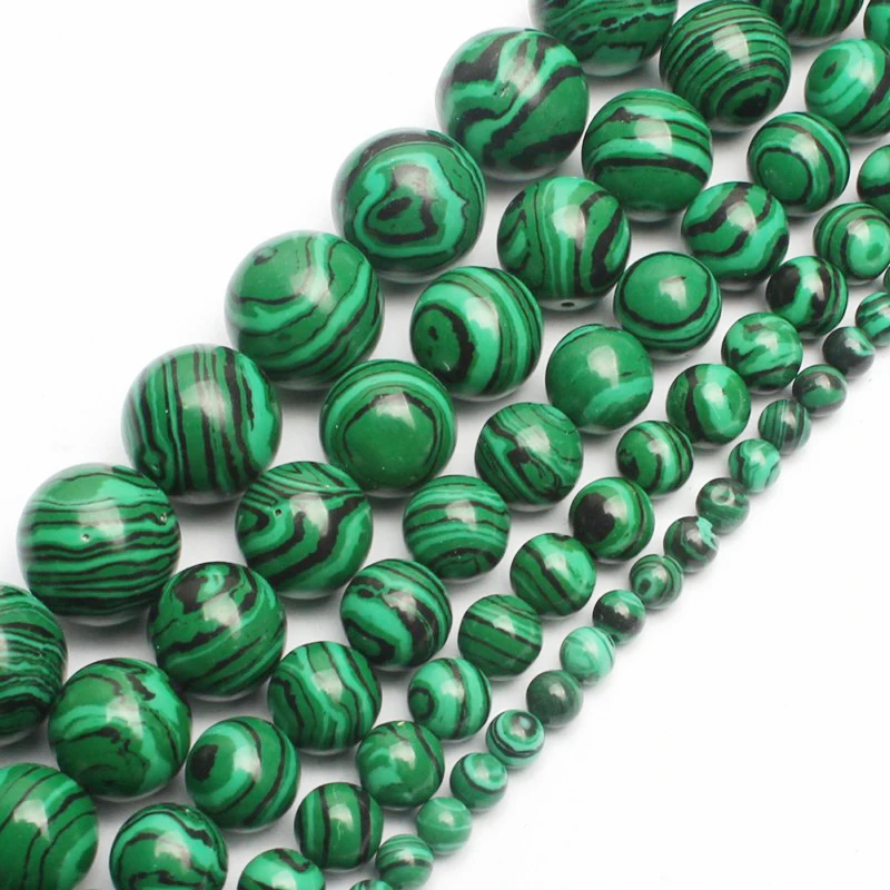 

Wholesale 4/6/8/10/12MM Smooth Green Malachite Beads Round Stone Loose Beads For Jewelry DIY Bracelet