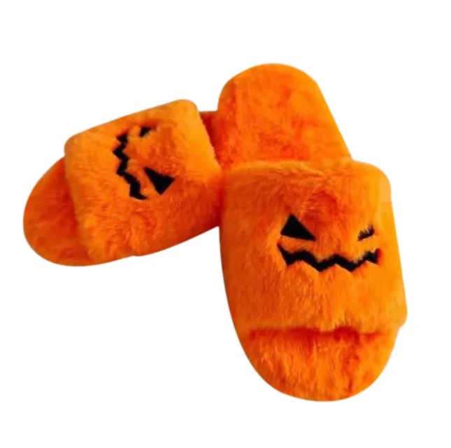 

Flat Fur slippers Plush 2021 New Style Slippers House pumpkin slippers shoes for Women Girls, 1colors