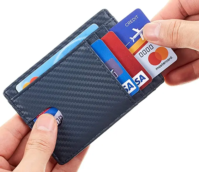 

Shemax Minimalist Wallets for Men & Women RFID Front Pocket Leather Card Holder Wallet Travel Wallet