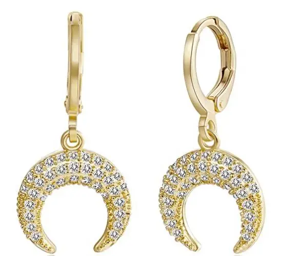 

High Quality Gold Plated Earrings Pendant Earrings Crescent Earrings for Women