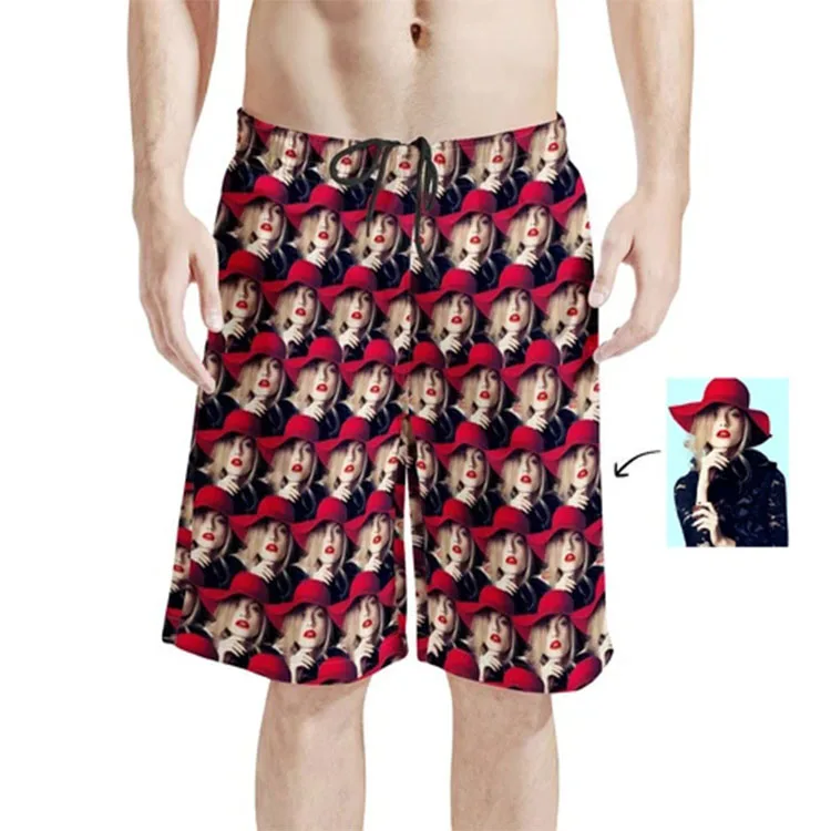 

Dropship Custom printed face Swimwear Manufacturer Mens Floral Design Swimming Boardshorts Swimwear Beach Shorts