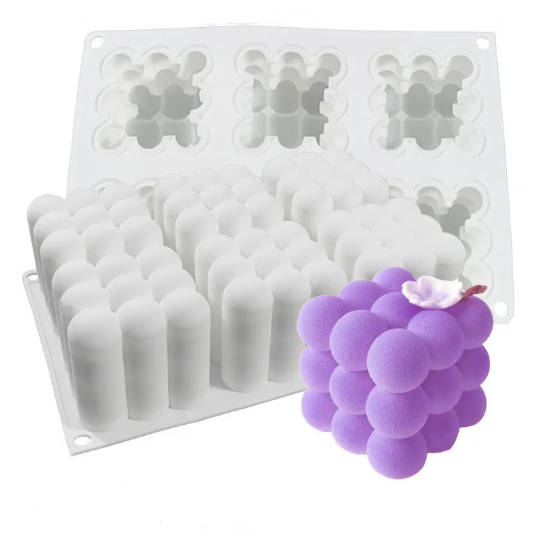 

AO1001 Six cavity silicone magic ball cube mold DIY Aromatherapy Candle mousse jelly silicone mold, White