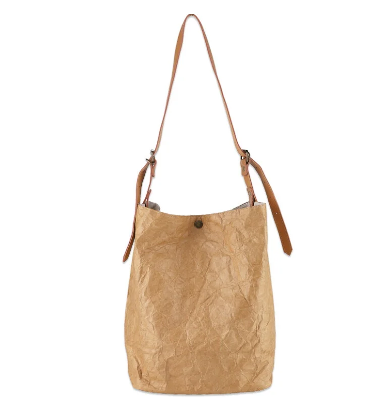 

New style vintage handbags kraft paper single shoulder bag eco friendly recyclable tote bag