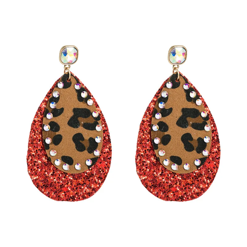 

Europe Hot Sale Vintage Leather Earrings Fashionable Style Leopard Earrings Stocks Sell Wholesale Price Classic Lady Jewelry