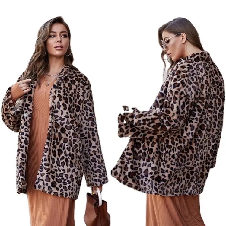 

Redy to ship wholesale spring long sleeve long coat leopard printed trench coat women