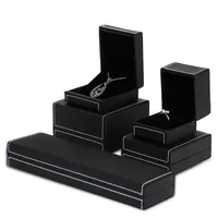 

Wholesale customized logo pu Black luxury jewelry packaging ring box pendant bracelet boxes necklace box trinket cufflink case
