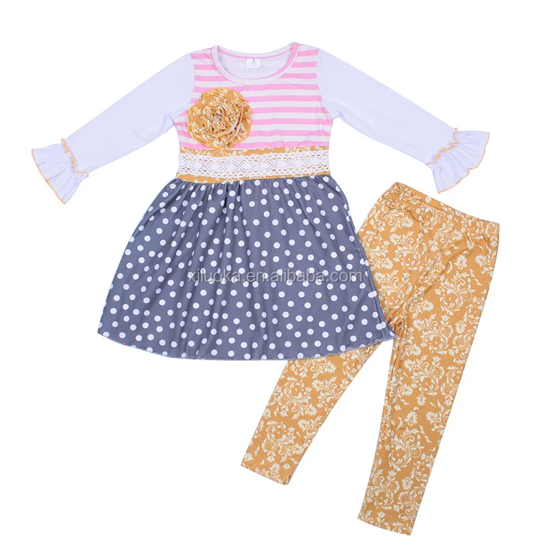 

High Quality Wholesale Baby Girl Clothing Set Latest Design Floral Kids Fall Outfits, Picture