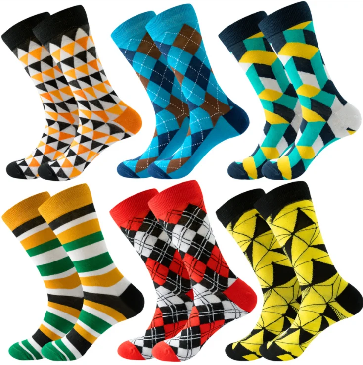 

Colorful Dress Socks Men Fun Cotton Classic Striped Crew Man Sock New, Picture