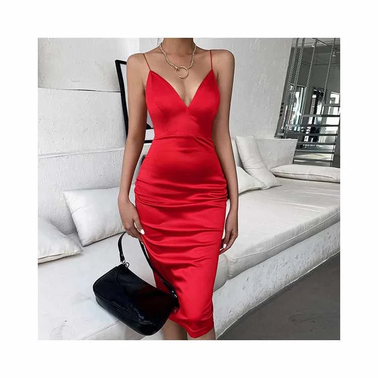 

Elegant Sexy Spaghetti Strap Bodycon Women Party Pencil Dresses