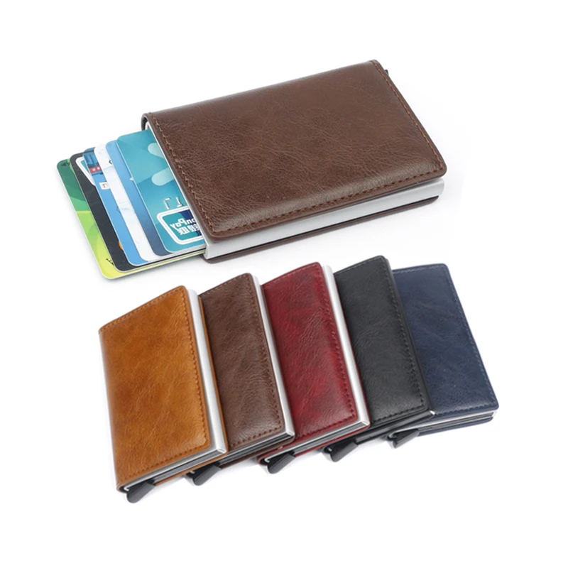 

Aluminum Credit Card Case Wallet Theftproof Business RFID Card Holder Wholesale Anti-magnetic Leather PU Leather+tpu Inner,pu, Pure color