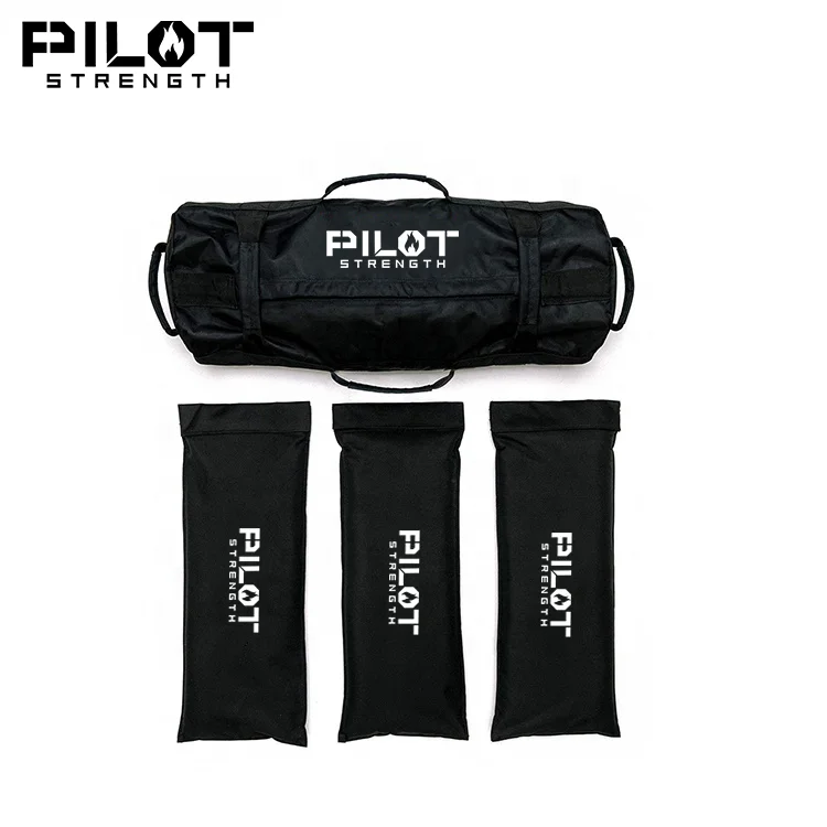 

PILOT STRENGTH Military Exercise Workout Sandbags Training Heavy Sand Bags 30kg fitness weight power bag, Black or camouflage