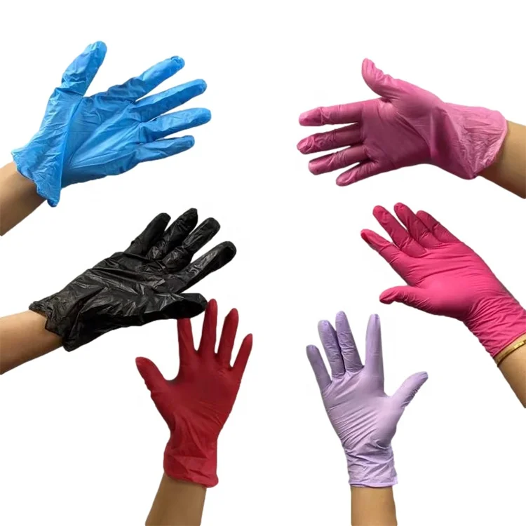 

Wholesale High Quality hygiene laboratory tattoo black blue pink colorful nitrile Rubber specially cleaning use-glove, Black ,white,blue