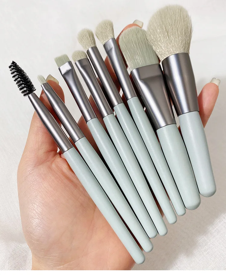 

Dropshipping Wholesale Cheap Makeup Free Makeup Samples 8PCS Vegan Bling Beginner Full Brush Makeup brush Set, Customized color