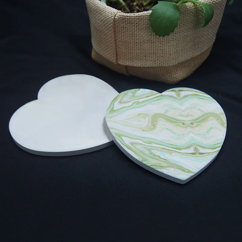 热卖甜心形多彩大理石设计杯垫饮料