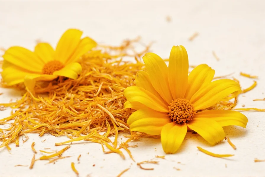 Close-up view of saffron marigold flowers showing vibrant orange petals and distinctive center