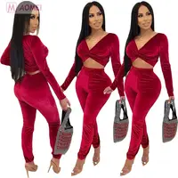 

E1027 new design solid color suede crop top Crop Top Set 2 Piece Clothing Women Wholesale