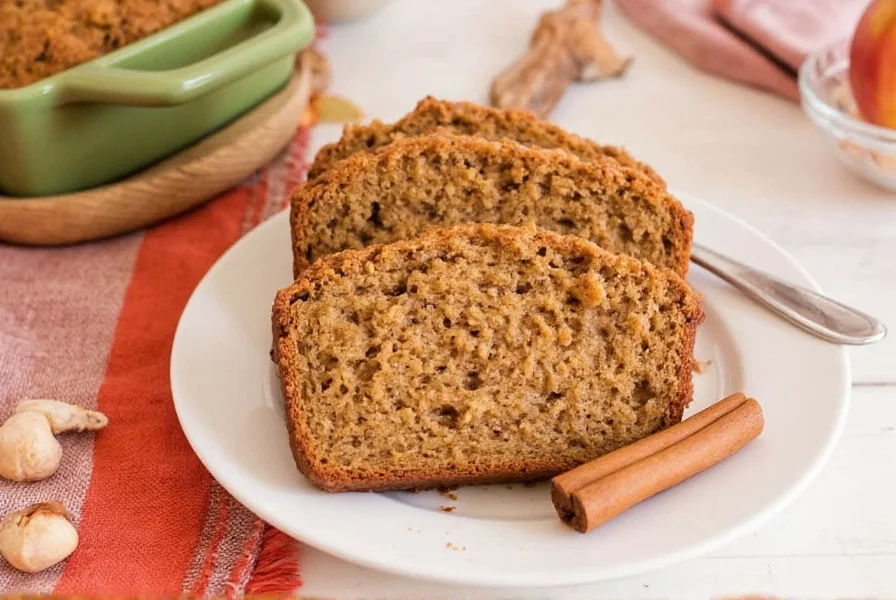 Step-by-step baking process showing apple cinnamon bread batter being poured into loaf pan with fresh apple pieces visible