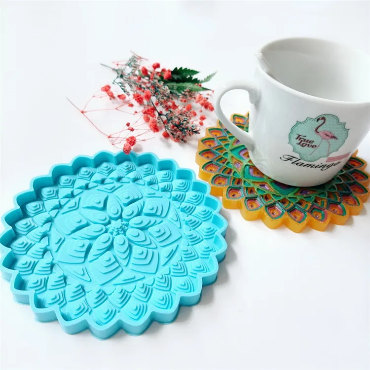 

Y2826 Diy epoxy resin molds Mandala coaster silicone moulds, Random