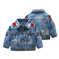 

New Fashion Girls Embroidery Cowboy Jean Coat Baby Children's Denim Jacket