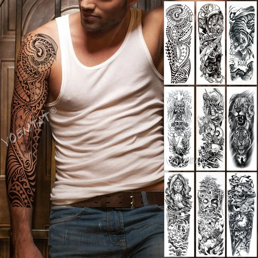 

2021 New styles full arm black water proof waterproof tattoo sticker, Cmyk