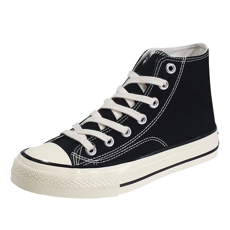 

Factory Customize Fashion Black Canvas Shoes Women High Top Shoes Black Canvas Shoes Women