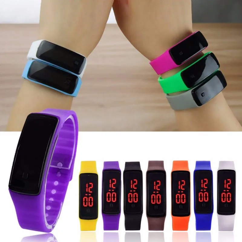 

Custom led student sports bracelet watch LED silicone kids smart watch