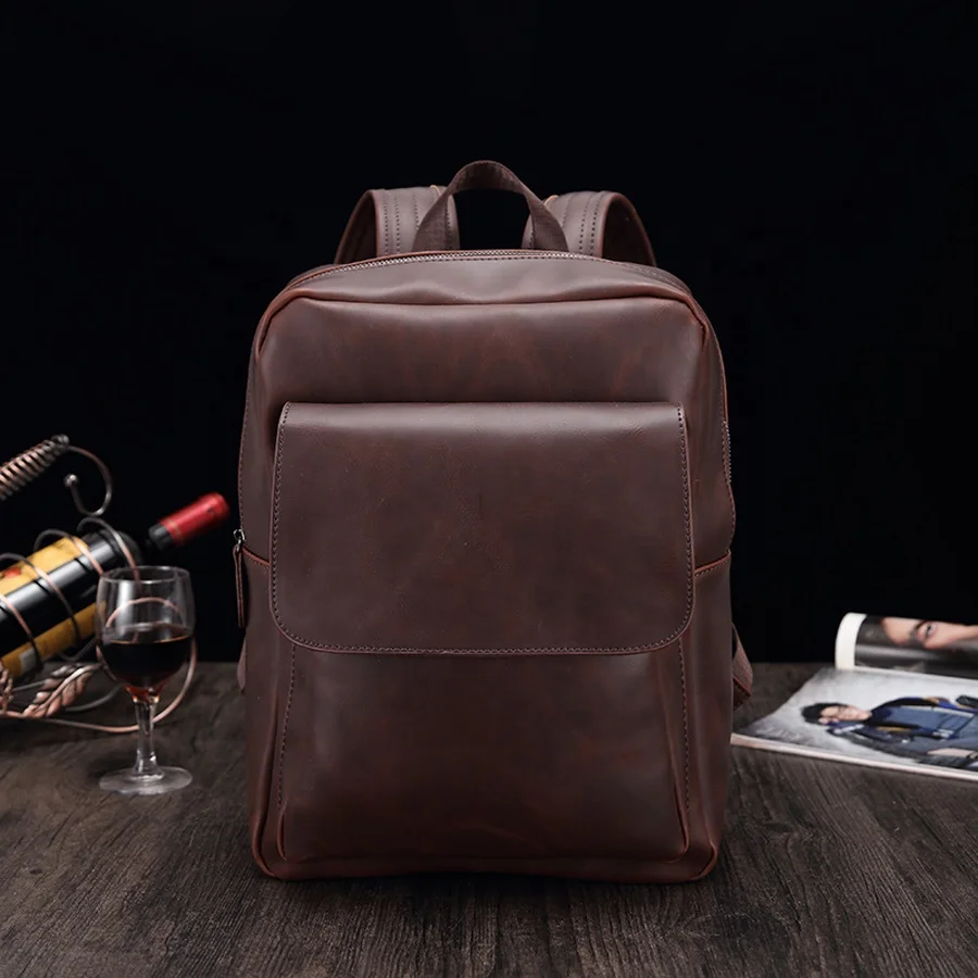 

Men PU Leather Large Capacity Backpack Youth Travel Rucksack School Book Bag Male Laptop Korean Casual Bagpack Shoulder Bags, Customized