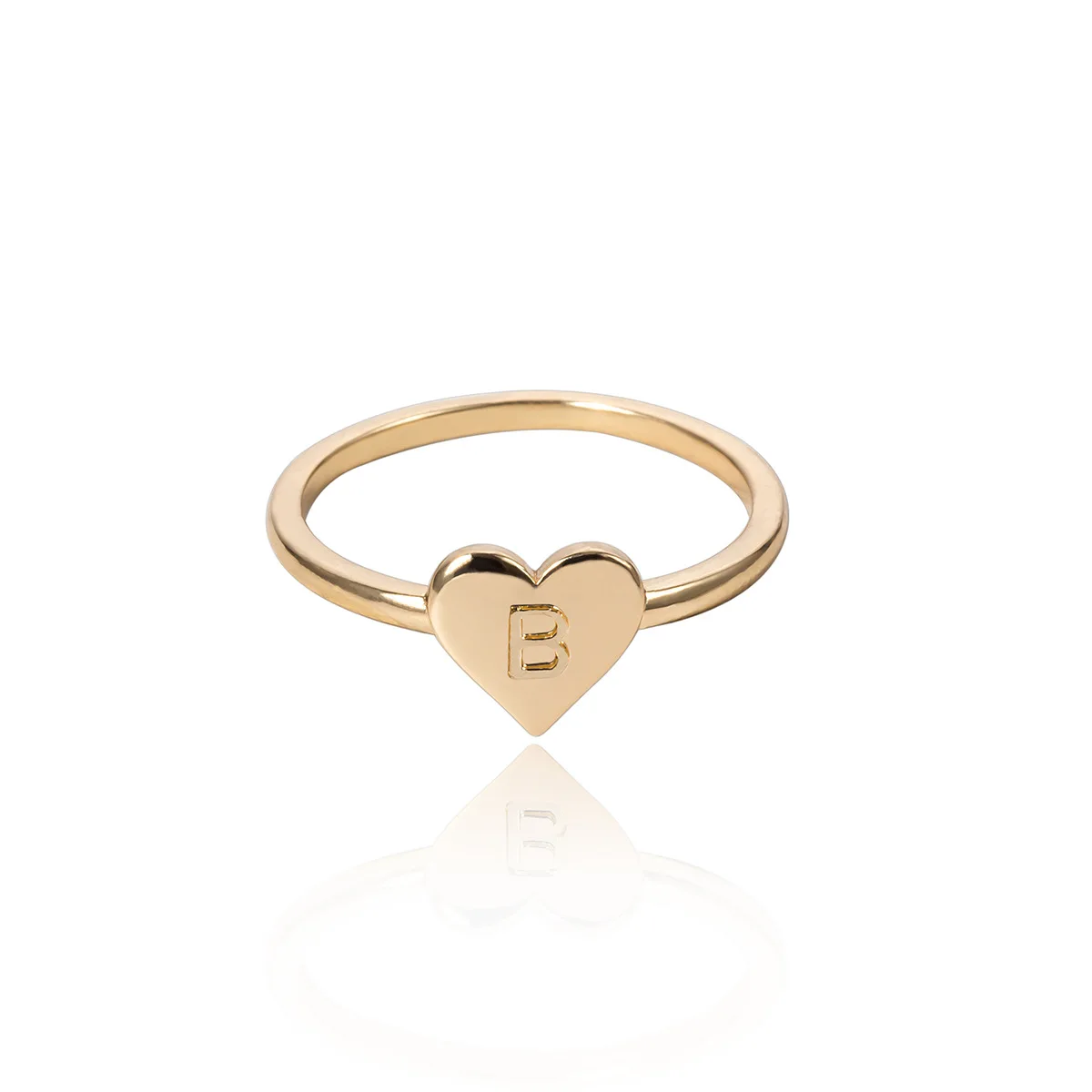 

Classic Fashion Gold Plating 26 Initial Heart Ring Modern Stacking Heart Shape Letter Ring