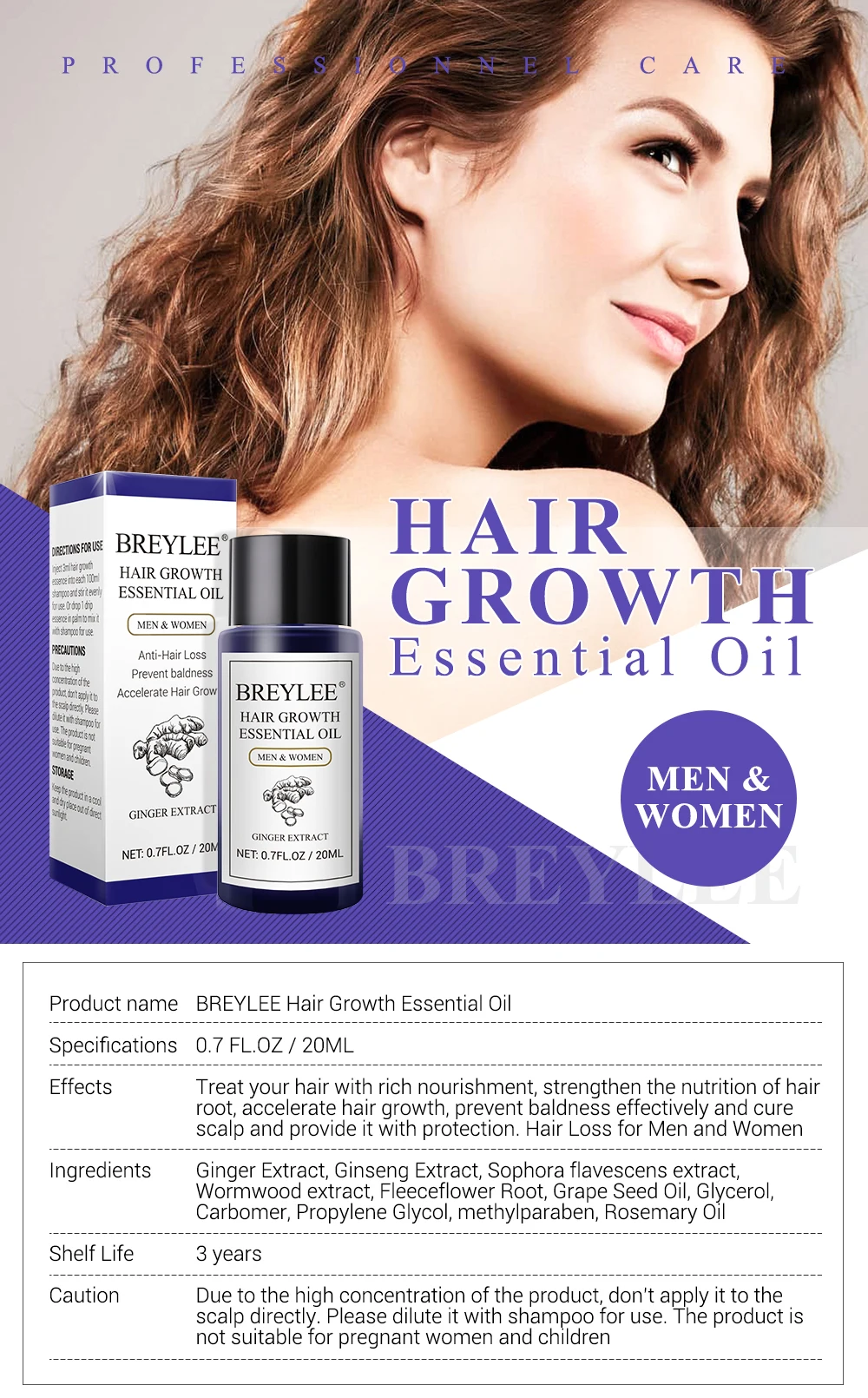 Breylee Hair Growth Essential Oil 20ml Fast Powerful Care Prevent ...