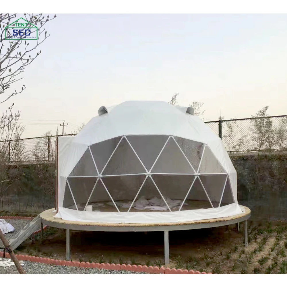 

factory supply glamping hotel tent modern 4m geodesic dome half sphere tents for garden, Customized,white,transparent