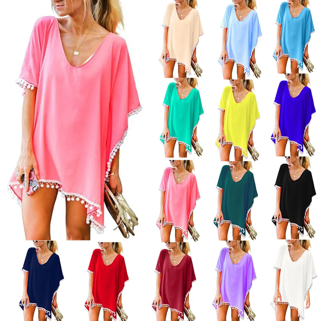 

Women Chiffon Tassel Swimwear Bikini Stylish Swimsuit Beach Cover up 2021, Many