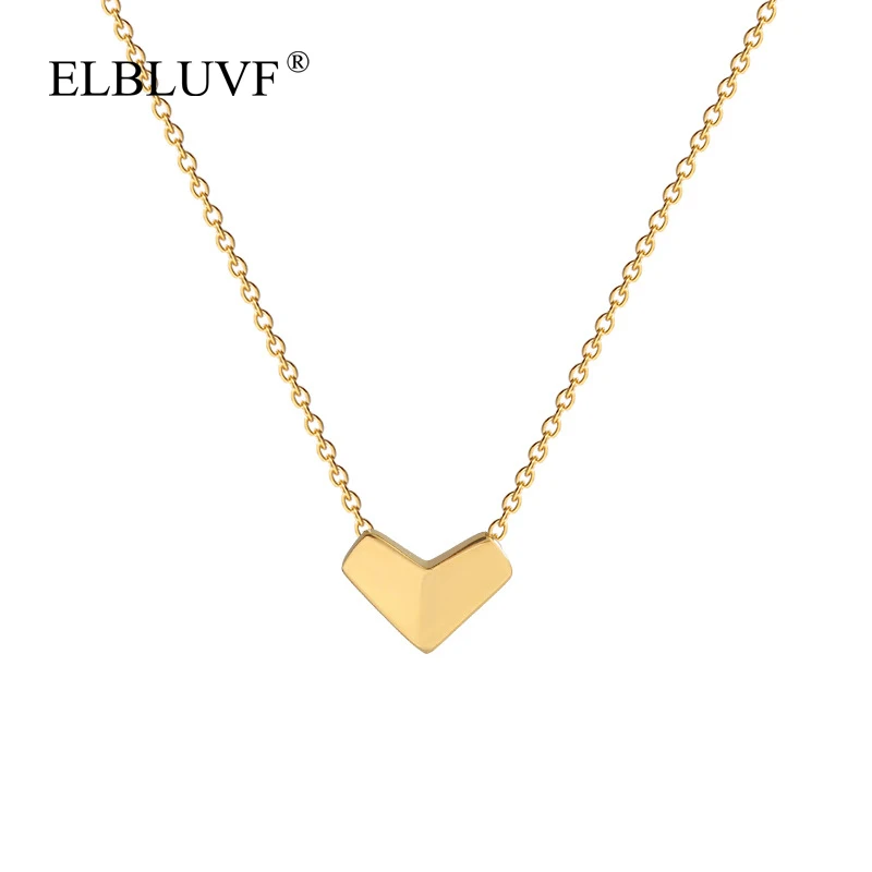 

ELBLUVF Free Shipping Fashion Stainless Steel Gold Plated Heart Necklace For Women