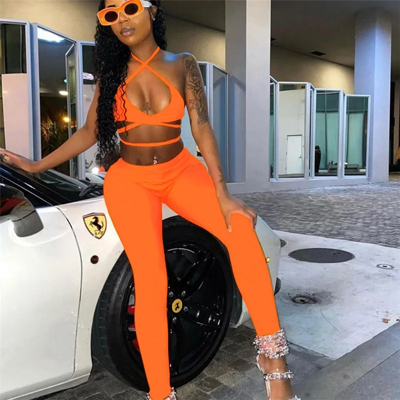 

YIXIN 2021 Summer Wears Trendy 2 Two Piece Sling Pants Shorts Set Womens Clothing, Picture