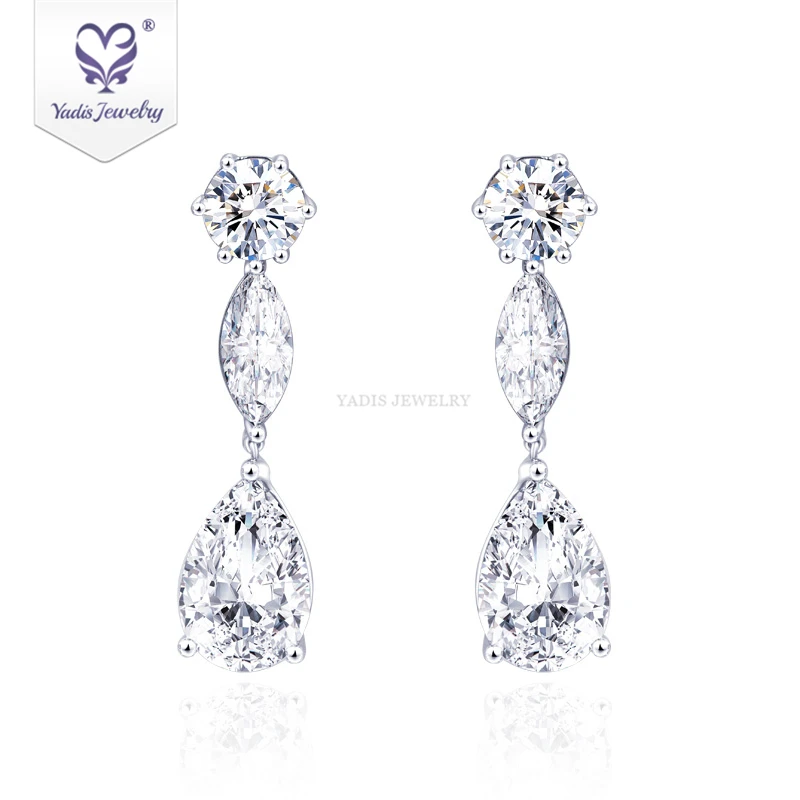 

Tianyu gems big moissanite diamonds custom 10K 14K white gold long earring for women gold Drop Earrings Jewelry