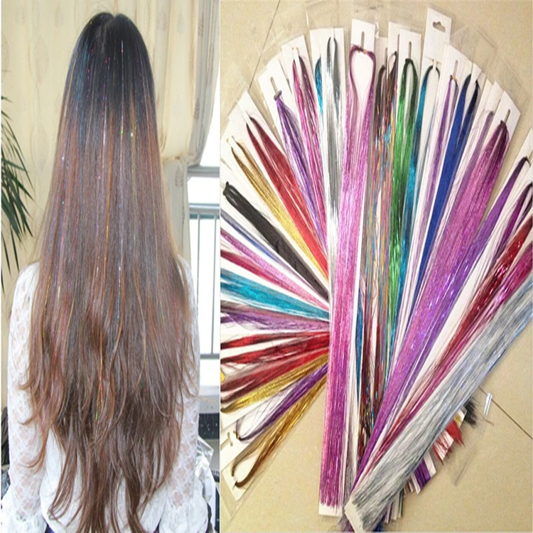 

Wholesale in stock Length 120cm fashion glitter extensions hair tinsel