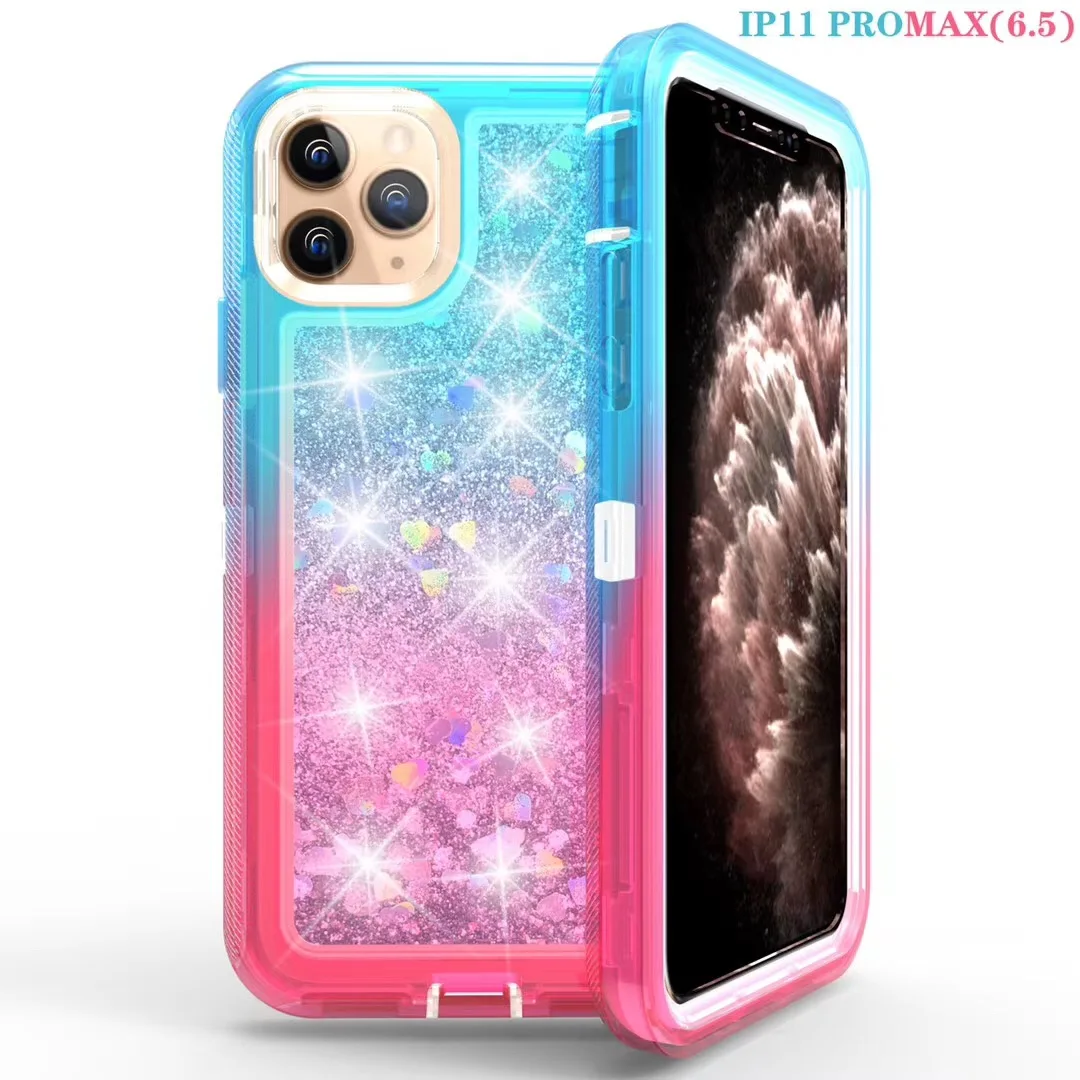 

Gradient Liquid Quicksand Shockproof Hybrid Phone Case Wholesale for iPhone 12, Colors optional