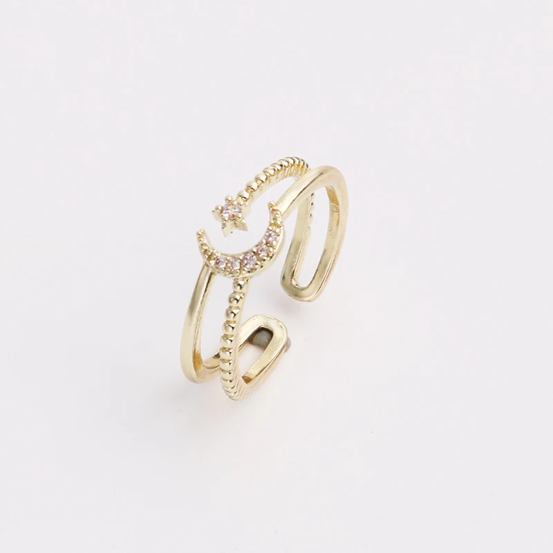 

Moon Star New Double Ring Niche Design Personality Open Ring, Picture shows