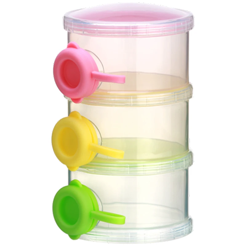 

Colorful Food Grade PP 3 Layers Baby Milk Powder Storage Box milk container hot milk dispenser, Customized