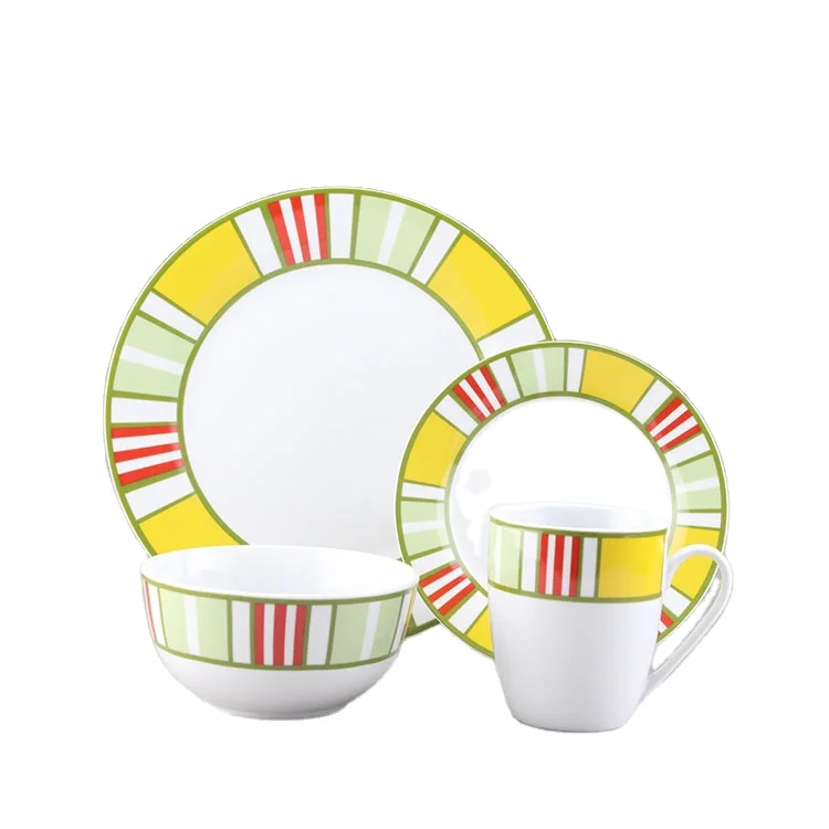 

16pcs cheap Wholesale dinnerset Customized Decal Porcelain dinner sets, Customized color