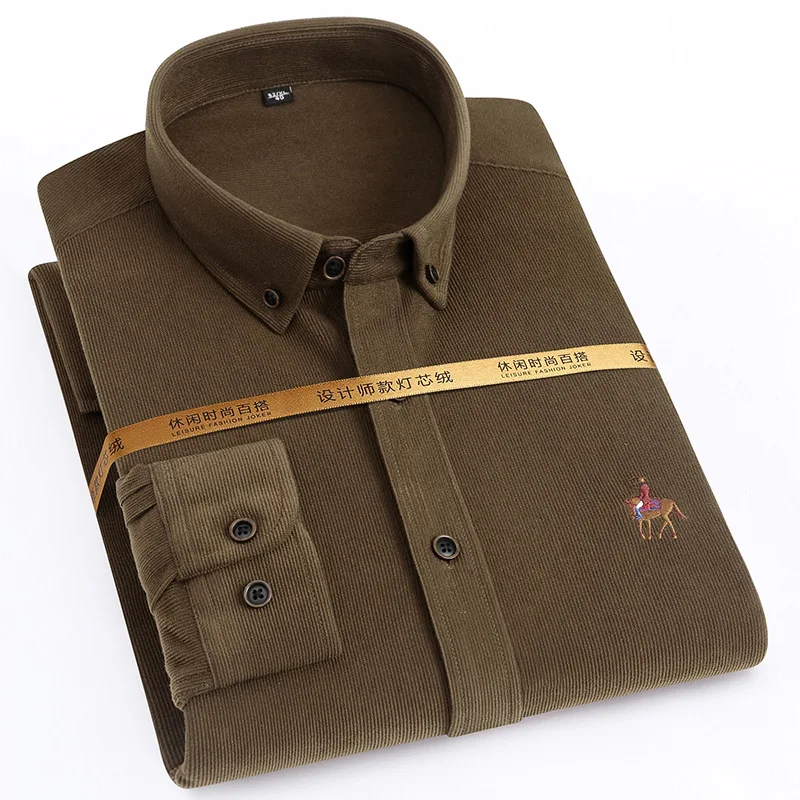 

Men's autumn jacket long-sleeved tooling for young and middle-aged simple slim-fit warm corduroy shirt, Most colors on the market can be customized