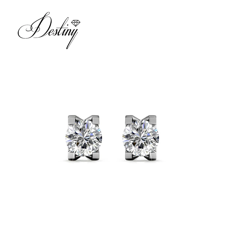 Sterling Silver 925 Premium Austrian Crystal Jewelry Zircon Caring Earring Destiny Jewellery