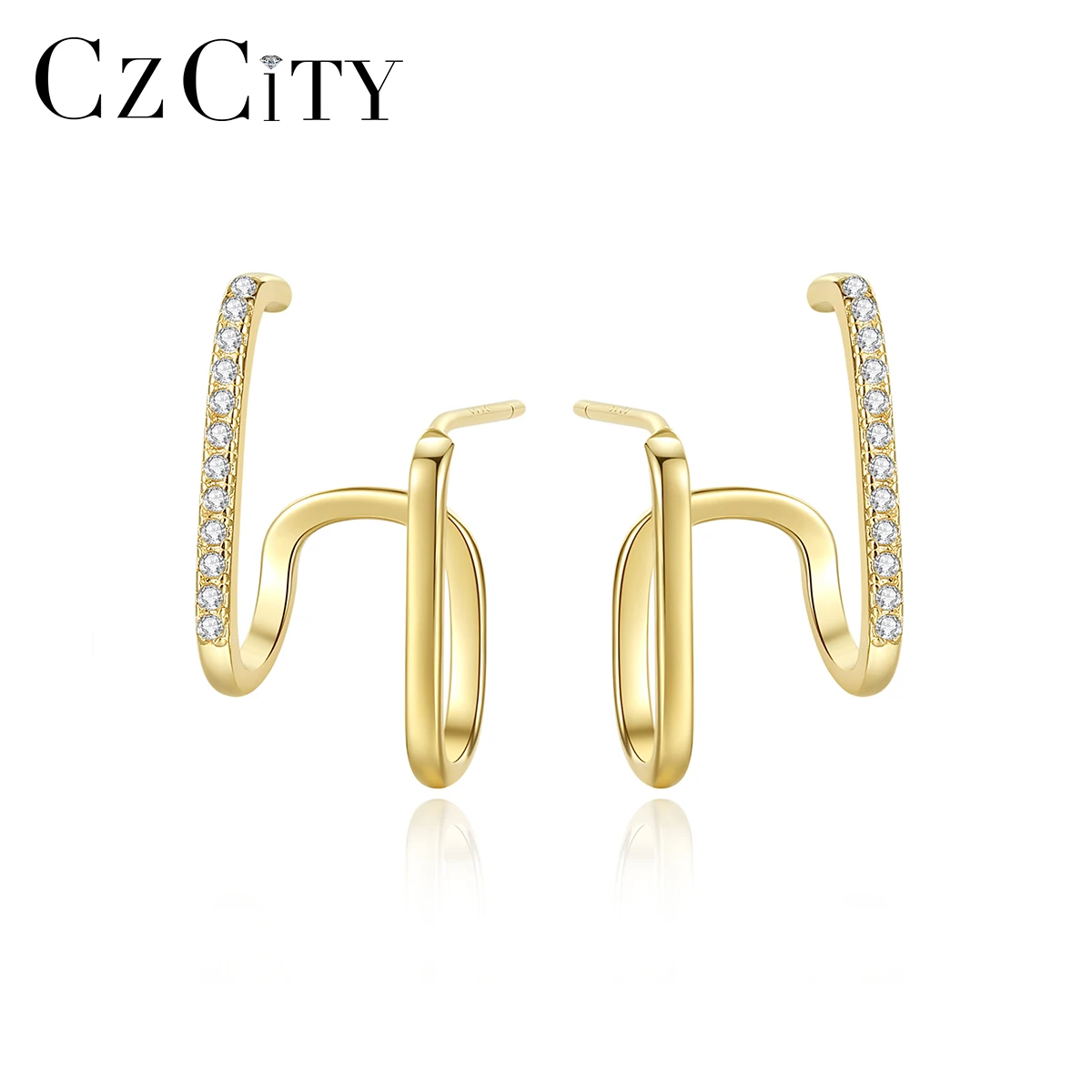 

CZCITY Silver 925 Sterling Lady Fashion Jewelry 2021 Woman Drop Statement Geometric Designer Earring Hook