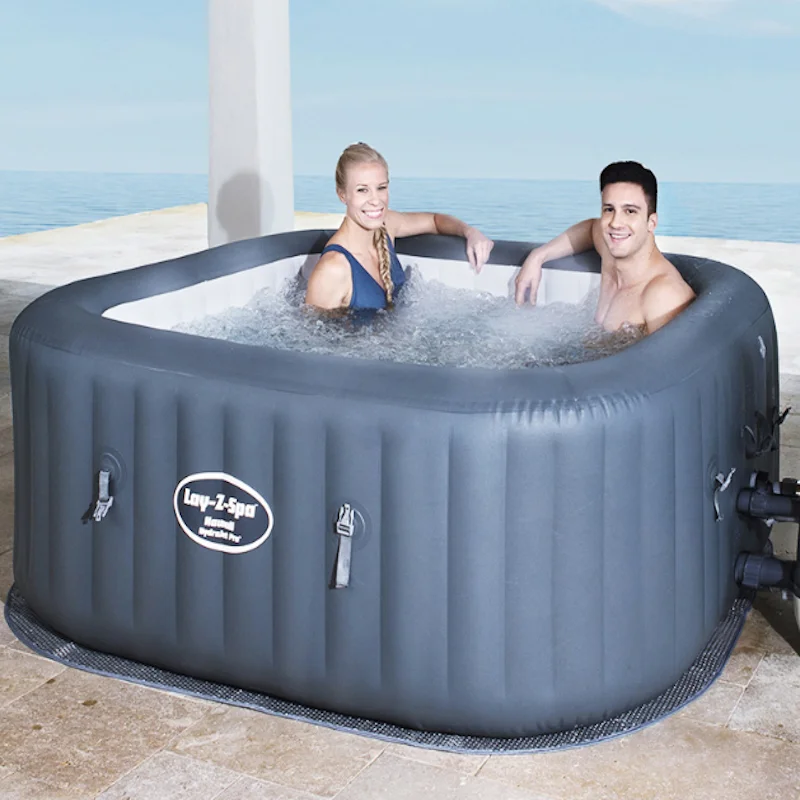 

FSPATIO:China wholesale low price hot tub spa 6 Person spa Square Bathtub inflatable hot tubs portabl lay z Spa, Black