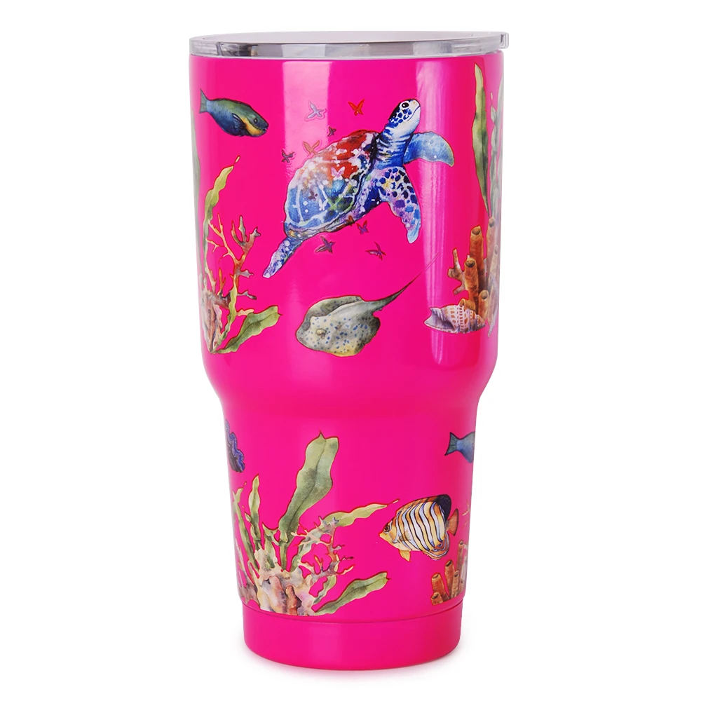 

30oz Pink Cactus Tumbler Pink Turtle Stainless Steel Cup 30oz Double Wall Vacuum Tumbler DOM112-1175