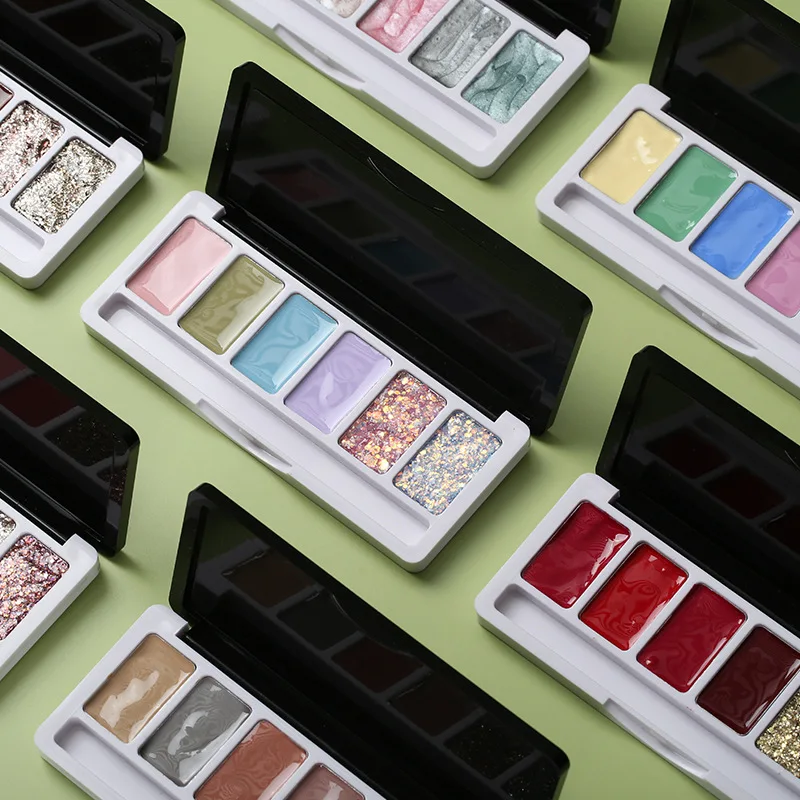 

New Arrival 2022 OEM Japanese 6 Colors in 1 Adhesive Combination Solid Cream Pudding Mud UV Glitter Gel Nail Art Polish, 14 colors for choose