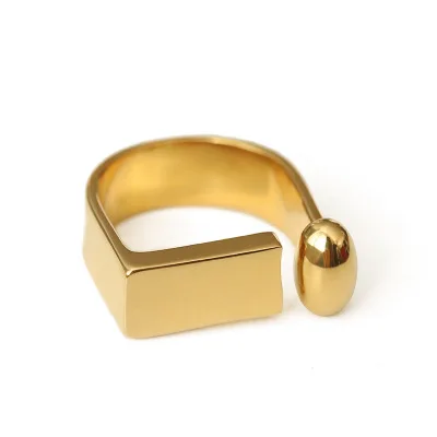 

Minimalist Geometric Rings Jewelry D Shape Stainless Steel Rings For Men's Jewelry