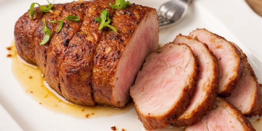 Finished pork loin with spice crust
