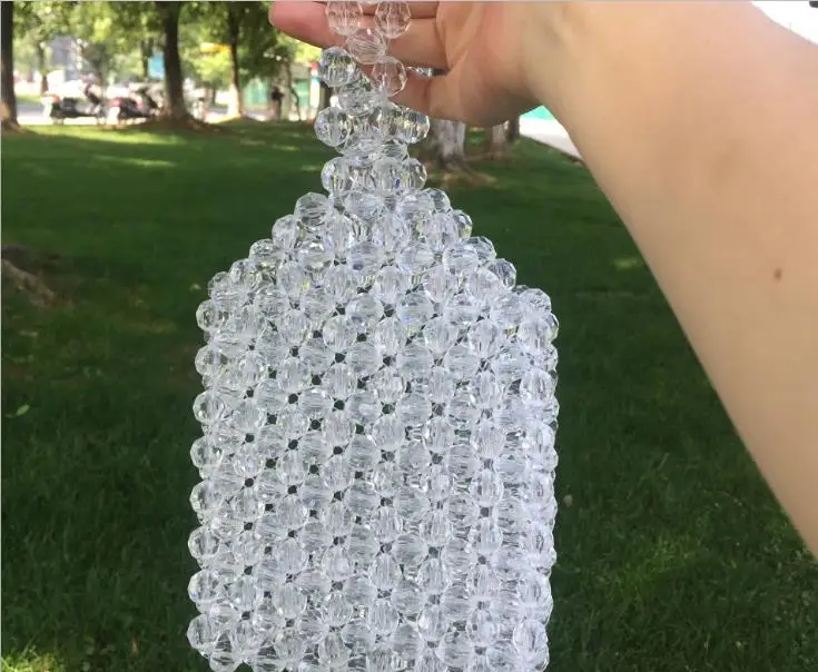 

2020 vintage style beaded acrylic transparent beans bag women evening bag